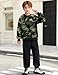NECIOUS Boy Clothes Fall Winter Clothing Fashion Boys Outfits Camouflage Sweatshirt and Sweatpant with Pocket 2 Piece Teens Boys Sweatsuit 10-12 Green Black
