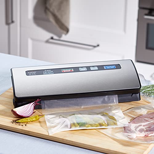 Envasadora al vacío profesional, Máquina de vacío profesional, Selladora de alimentos 100% automático, especial para productos crudos y cocinados, 10 bolsas para envasar al vacío, Potencia 120W