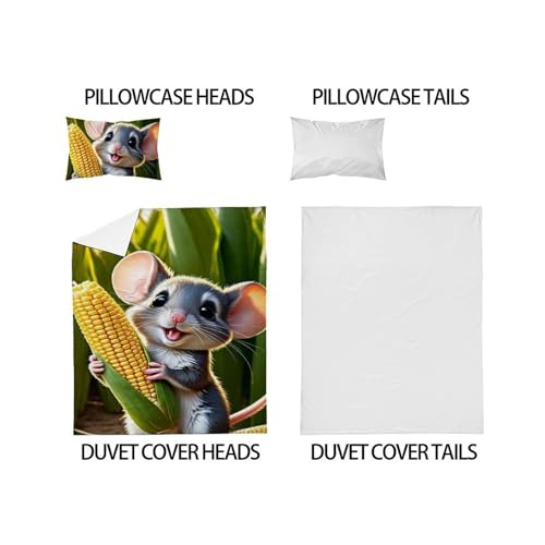 Housse de couette single animaux imprimé 3D relief parure de lit microfibre douce filles - 5