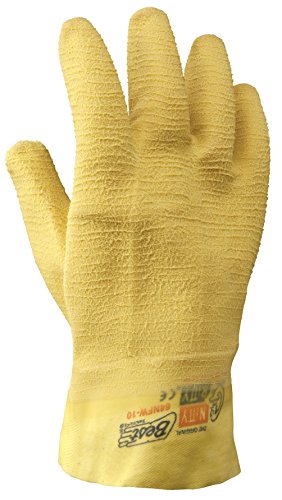SHOWA 64NFW-10 Fully Coated Natural Rubber Glove, Cotton Poly Flannel Liner, General Purpose Work, 10" Gauntlet, Large (Pack of 12 Pairs)