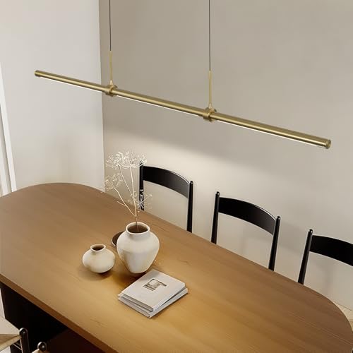 Edislive Modern Linear Led Island Light Dimmable Led Chandelier 47.24 In Adjustable Linear Hanging Light Fixture 3000K 20W Pendant Light For Dinning Room Kitchen,Gold thumb #6