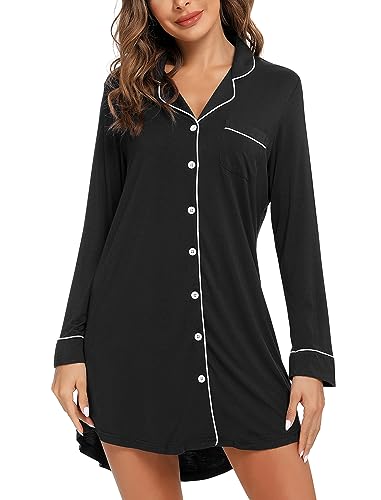 Leikar Postpartum Pajamas Nightgowns For Women Button Down Pajamas Dress ...