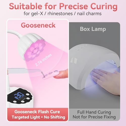 Image of Makartt UV LED Nail Lamp - Gooseneck 58mW /cm Flash Cure Lamp Rechargeable UV Light for Gel Nails with 4 Times & Auto Sensor USB Cordless Fast Curing Nail Art Design for Salon Home DIY (White)