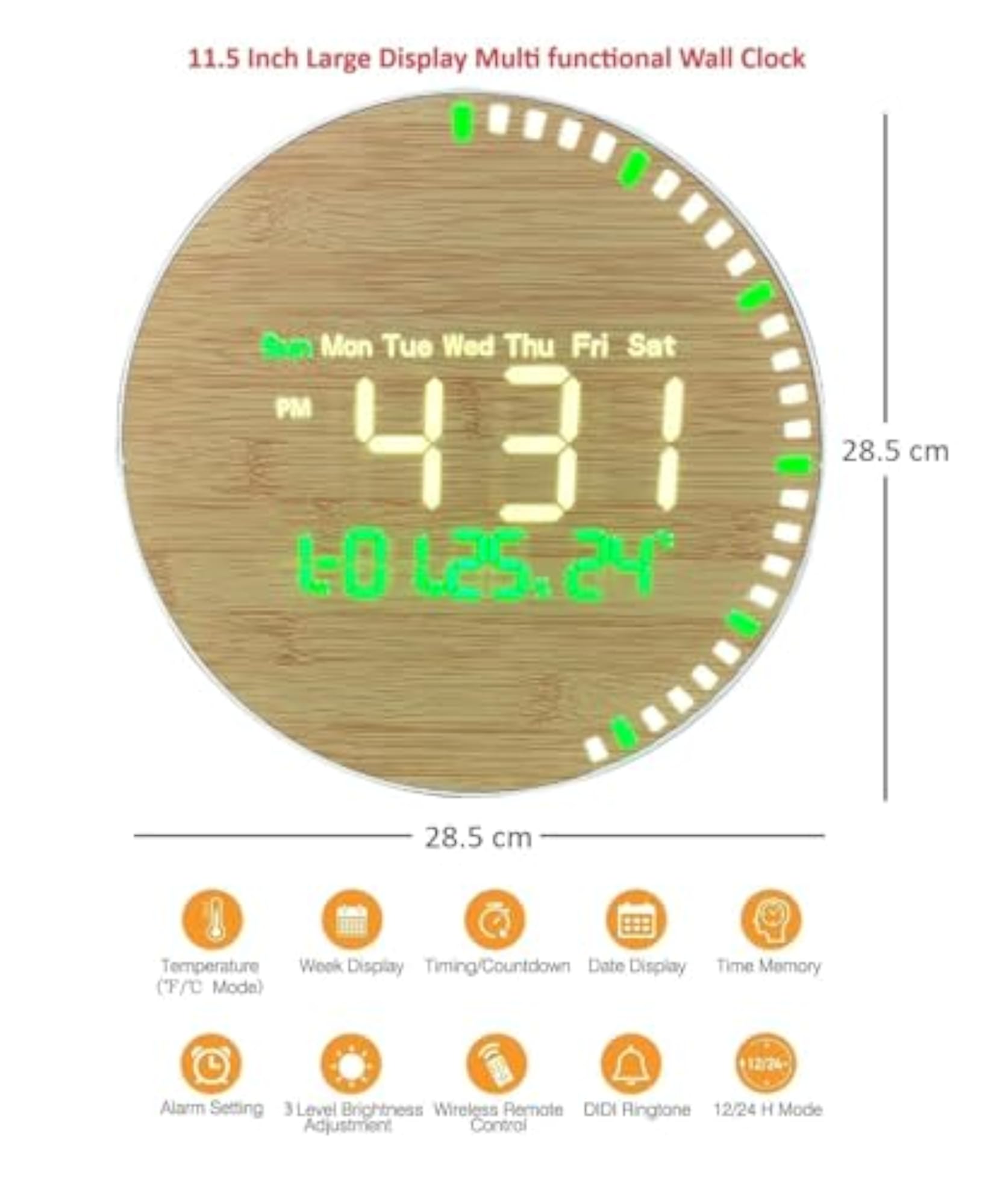 Multifunctional Digital Wall Clock Alarm Clock LED