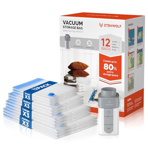 ETENWOLF 12 Combo Vacuum Storage Bags for Travel with Wireless Pump - image 1