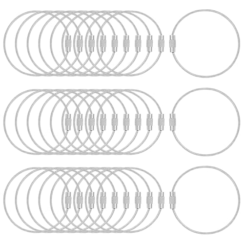 DFTOA 6" Extendable Wire Keychain & ID Tag Holder, Silver