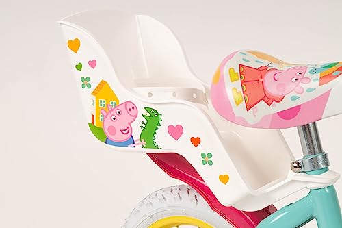 Kinderfahrrad Peppa Pig 12 Zoll mit Stützrädern Korb Puppensitz 3-5 Jahre