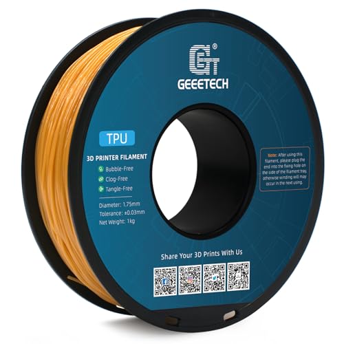 Image of Geeetech TPU Filament 1.75mm, Shore 95A - Flexible 3D Printer Filament with High Elasticity, 1KG (2.2lbs) Spool, Dimensional Accuracy ±0.03mm, Fits Most FDM Printers (Gold)