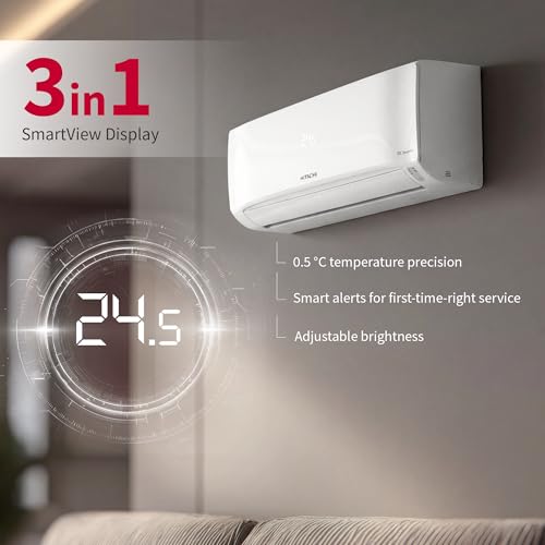 Image of Hitachi 1 Ton 5 Star, New Star rated, Inverter Split AC (Copper, Smart View Display, ice Clean, 4 Way Swing, Anti-Bacterial Filter,RAS.V512PCDIBT, White)