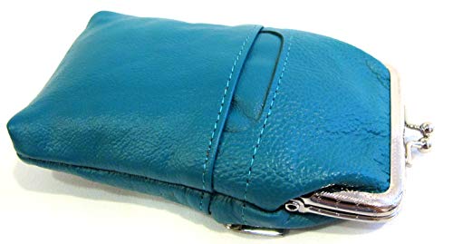Women 100% Pure Leather Cigarette Case Lighter Match Pocket Zipper Coin Pouch -4 Color (Teal) #TOP7
