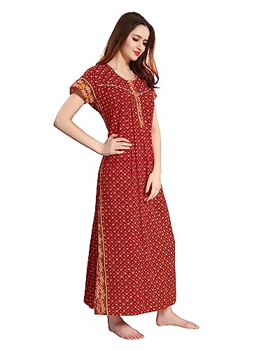 Image of AV2 Women's Cotton Printed Maxi Nighty