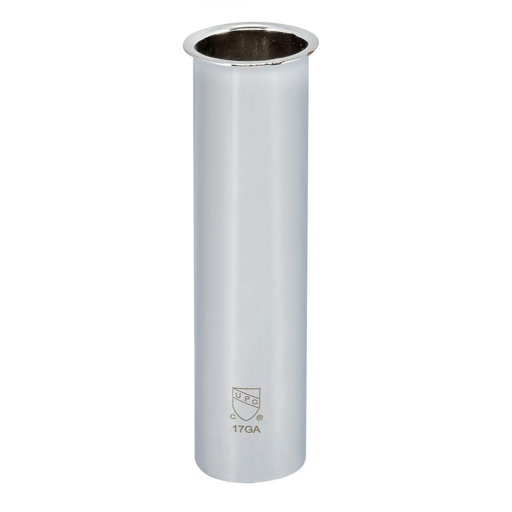EZ-FLO 1-1/4 x 8 Inch 22-Gauge Steel Flanged Sink Tailpiece, Brass Plumbing Fitting, Chrome Finish, 35134