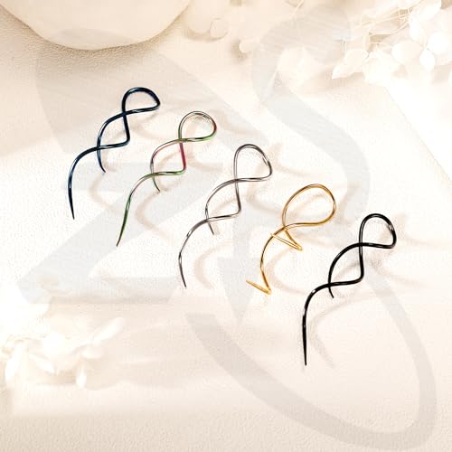 ZS 1 Pair Spiral Twist Earrings Body Piercing Jewelry, Stainless Steel Dangle Taper Earrings Twisting Hanging Loop 10G - 16G Piercing Taper4
