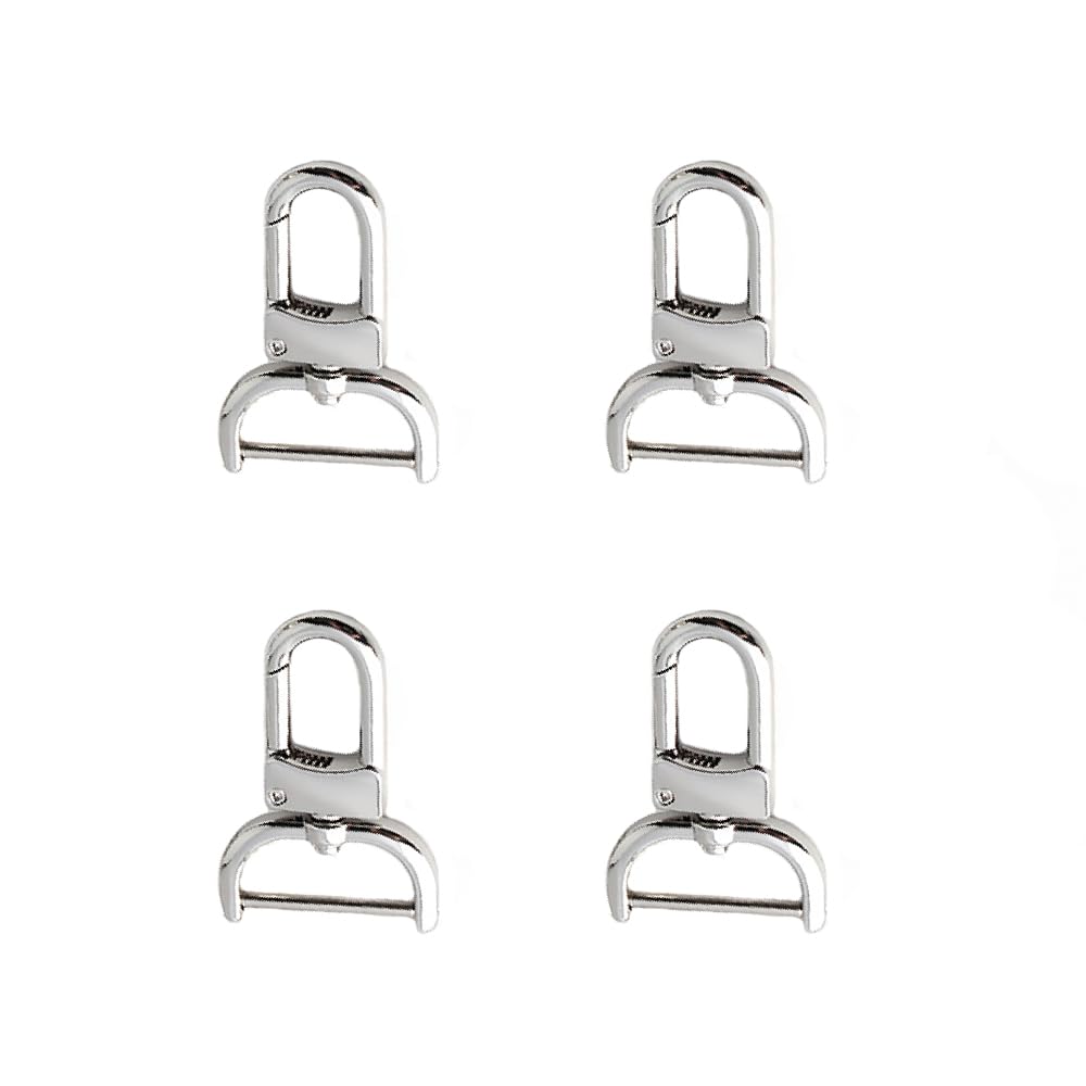 TopHomer 4 Pcs Swivel Clasp Hooks, 1 inch D Rings Swivel Lobster Claw Snap Clasp with Screw Bar, DIY Craft Accessories for Keychains Purse Crossbody Handbag (Silver)