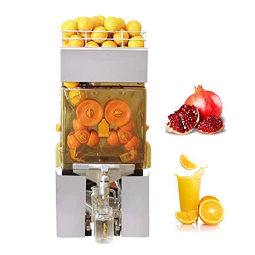 Commercial 110V Orange Juicer Machine, Slow Masticating Juice Extractor with Stainless Steel Box and Spout, Easy to Clean Auto Peeling Electric Citru Squeezer Maker for Orange, Juice, Grapefruit