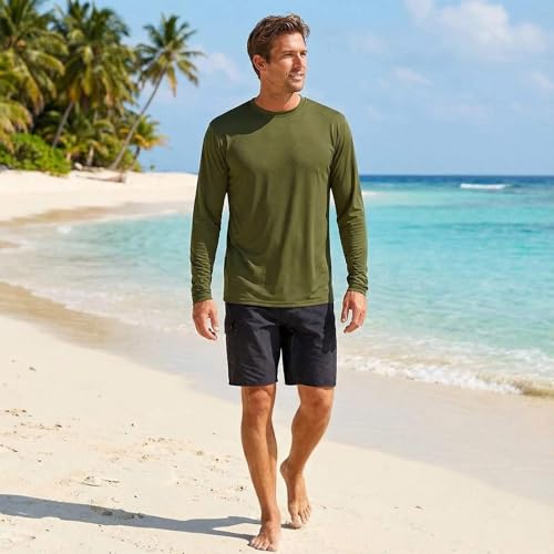Image of Hardcore Men's Long Sleeve Loose Fit Rash Guard Surf Shirt Water Sports Swimwear