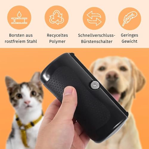 Pfotenmond Fellwunder Bürste - Professionelle Fellpflege für Hunde & Katzen mit Komfortgriff - 2er Set für Effektive Unterwollentfernung