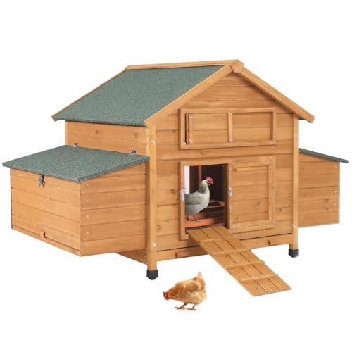 Aivituvin Mobiler Hühnerstall Mit Rädern – Holzgehege Für 4–6 Hühner, Inkl. Nistkasten & Auslauf, Grau (96x70x98 Cm) – Wetterfest, Erweiterbar