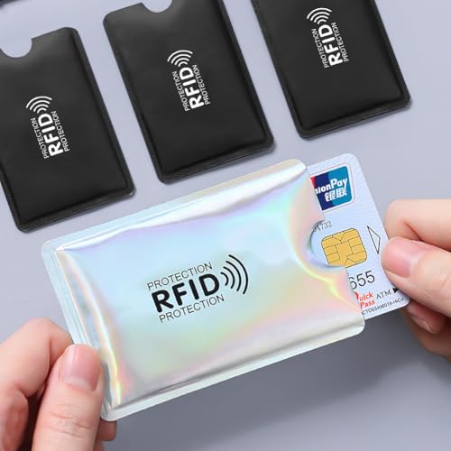 2Pcs RFID Blocking Card Contactless NFC Cards Protector Credit Card Holder Waterproof Cards Sleeves for Women Men,Black2