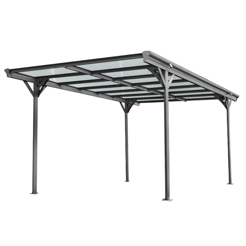 HORI Carport Aluminium/Anthrazit, witterungsbeständiger Auto Unterstand, Moderne Garagenüberdachung für den Außenbereich, Stabiler Garagenunterstand mit 5050 x 3000 x 2190, Pultdach