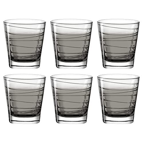 Leonardo Vario Struttura 026846 - Juego de 6 vasos de agua aptos para lavavajillas, vasos de cristal coloridos, juego de bebidas de color gris, 250 ml
