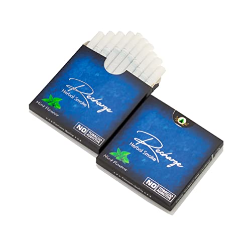 Image of Aarogyam Herbals Cigarette 100% Tobacco & Nicotine Free Smoke, for Relieve Stress & Mood Enhance of Smokers - (10 Sticks in Each Packet) (RECHARGE - MINT FLAVOUR, 5 Packets)