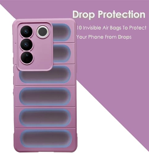 Image of A rtistque Liquid Silicone Stripes Back Cover Case for Vivo V27 / V27 PRO 5G | with Camera Protection | with Inner Fabric | Anti Slip Grip | AirBag Case| Vivo V27 / V27 Pro 5G Back Cover - Purple