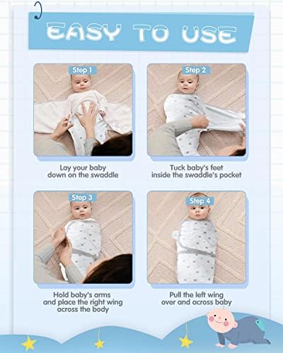 MOXTOYU Baby Swaddle Blanket 0-3 Months, 100% Cotton Breathable Baby Swaddle Wrap Newborn, Newborn Baby Gift For Baby Girl Or Baby Boy, Newborn Baby Swaddle Blanket 3 PACK, Grey