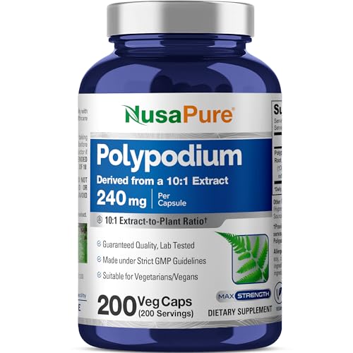 NusaPure Polypodium Leucotomos Capsules 240 mg 200 Veg Capsules (Non-GMO Vegan)