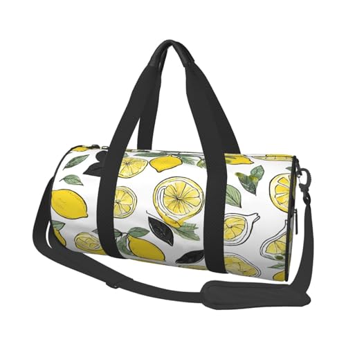 Grand sac de voyage rond imprimé citron jaune pour ne plus manquer d'espace