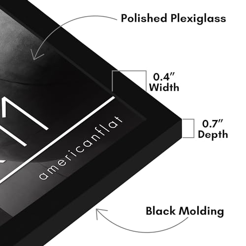 Americanflat 17x11 Picture Frame with Polished Plexiglass - Streamline Collection - Thin Border Picture Frame for Wall Display - Hanging Hardware Included - Black