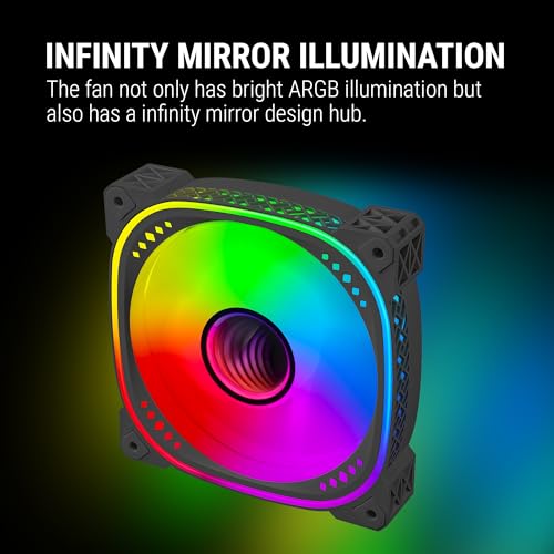 Image of (Refurbished) Ant Esports Spectraflow 120mm 3 IN 1 ARGB Case Fan Kit - Black, Infinity Mirror Design, PWM Control, 1800 RPM, 45 CFM Airflow