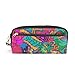 Produktbild Federmäppchen Stiftemappe Kleingeldbeutel Kosmetik Make-up Bag Exotic Floral Abstract Printed Travel Makeup Pouch Große Kapazität Wasserdichtes Leder 2 Fächer für Mädchen Jungen Frauen Männe