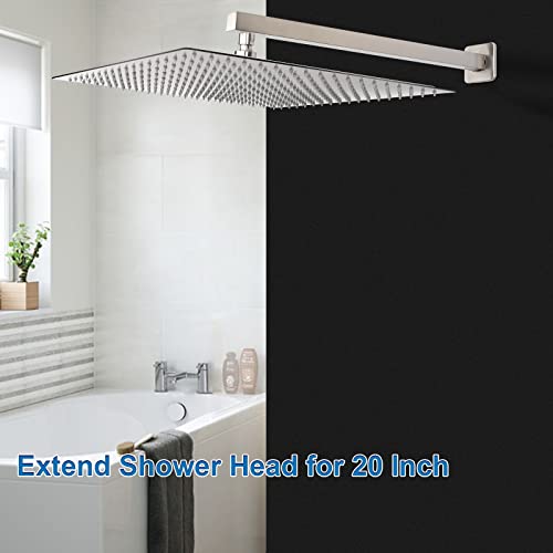 Harjue Shower Arm, Rain Shower Head Extension Extender, With Flange And Teflon Tape, Made Of Thicken Stainless Steel For Bathroom Rainfall Showerhead (20 Inch, Brushed Nickel) #TOP3