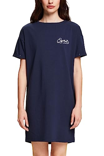 ESPRIT Damen Logo Cotton Nw Sus Nightshirt Nachthemd, Ink, 40