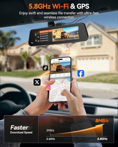 Image of WOLFBOX G900 PRO-N Mirror Dash Cam with 8MP STARVIS 2 IMX678, 12 inch 4K Front and 2.5K Rear View Mirror Camera, 5.8GHz WiFi, Voice Control, Smart Night Vision, Loop Recording (SD Card Not Included)