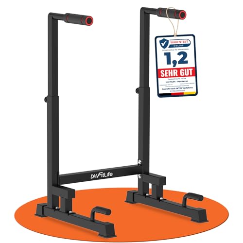 DH FitLife Dip Barren 2026 Neu höhenverstellbar 100130 cm stabil bis 200kg Dip Station Parallettes für Calisthenics Krafttraining Zuhause Home Gym