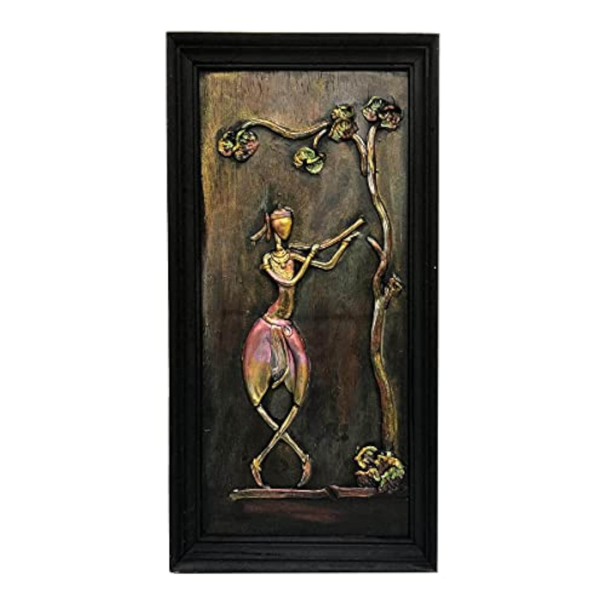 Handcrafted Tribal Art Krishna Playing Flute Wall Hanging