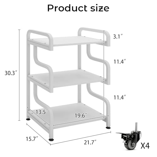 Image of Natwind Stylish 3 Tier Printer Stand, Office Desk Side Storage Shelf ,White