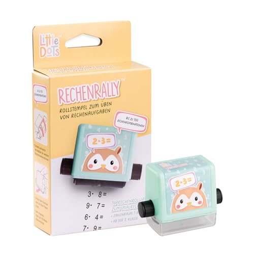 Trodat Little Dots Rechenrally Zahlen Roller selbstfärbender Mathe Roll-Stempel zum Malrechnen in Pastell Grün Abdruck schwarz von Lehrkräften für Schulkinder ab der 2. Klasse empfohlen.