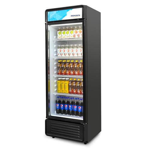 Image of ROVSUN 12.5 Cu.Ft Commercial Beverage Refrigerator ETL NSF, Merchandiser Refrigerator Display Refrigerator Beverage Cooler Glass Door Fridge w /Adjustable Shelves LED Light for Bar Restaurant Cafe