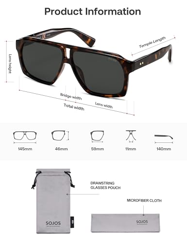 Image of SOJOS Trendy Polarized Aviator Sunglasses for Women Men,Fashion Square Aviators Shades Vintage Style UV400 Protected SJ2699
