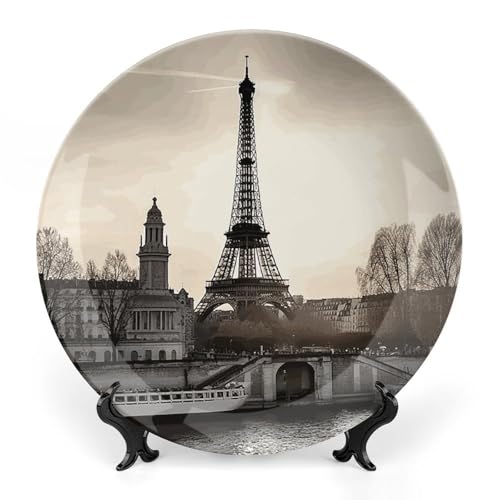 Plato decorativo de porcelana estilo Viaje París 7 pulgadas miniatura 1