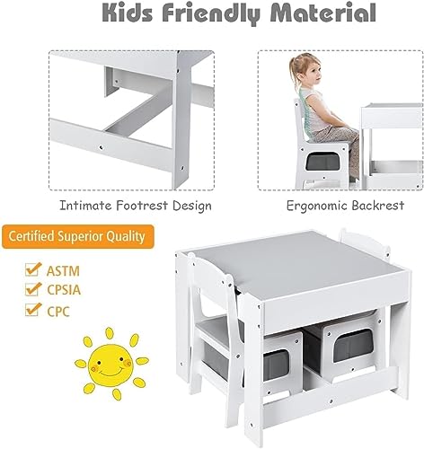 Fireflowerykidstableandchairset3in1woodenactivitytablewstoragedrawerdetachableblackboard3piecesquarechildrenartdesktoddlertableandchairsforreadinggrey  Urban Country Home Decor Fireflowery kids table and chair set 3 in 1 wooden activity table wstorage drawer detachable blackboard 3 piece square children art desk toddler table and chairs for reading grey  urban country home decor
