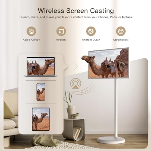 Image of Fiteye 32-Inch Portable TV with Incell Touch Screen | 6G RAM+128G Storage | 1080P TV on Wheels | Bestie Screen Built-in | 8H Video Play Time | Android OS | Full Swivel Rotation | Voice Remote Control