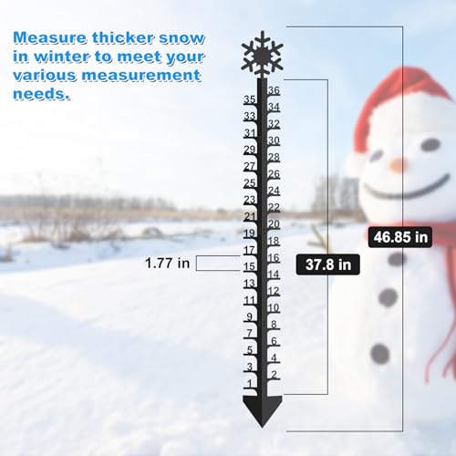 Eisen-Schneemessstab für den Außenbereich, 91,4 cm Schneemessstab, schwarz, dick, verbessert, winddicht, Schneefall-Messgerät für Hof, Rasen, Garten – Bild 3