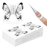 200 Stück Nagelverlängerung Schablone, Schwarz Butterfly Nagelschablonen...