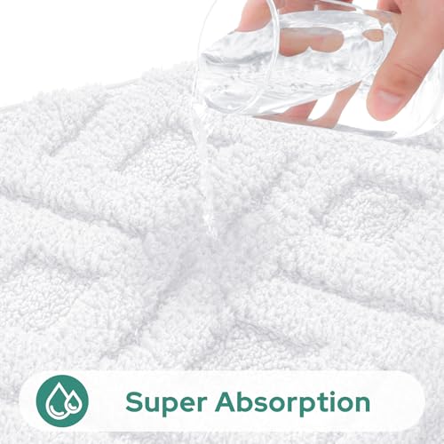 HOMEIDEAS White Bathroom Rug Set 2 Piece, Soft Microfiber Tufted Bath Mats, Super Absorbent Non Slip, Machine Washable Bathroom Rugs for Tub, Shower and Floor, 20" x 32" Plus 16" x 24" — view 4