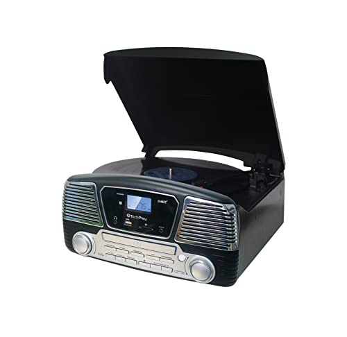 TechPlay ODC35BT with Bluetooth, 3 Speed Turntable Programmable MP3 CD Player, USB/SD, Radio & Remote Control