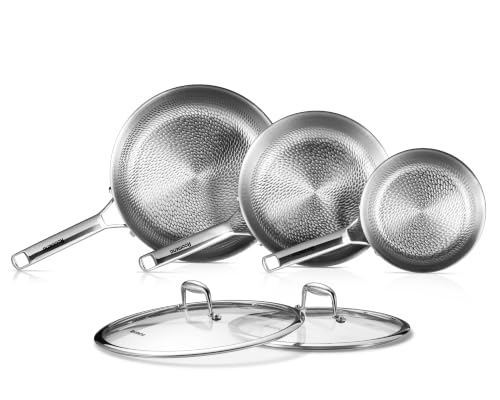 Roomena Titanium frying pan for cooking,8in/10in+lid/12in+Lid, skillet
